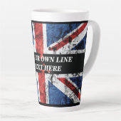 Voeg jouw tekst op het Engelse vlag Sierkussen toe Latte Mok (Rechterhoek)