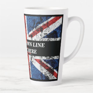 Voeg jouw tekst op het Engelse vlag Sierkussen toe Latte Mok