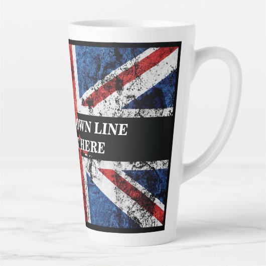 Voeg jouw tekst op het Engelse vlag Sierkussen toe Latte Mok (Rechts)