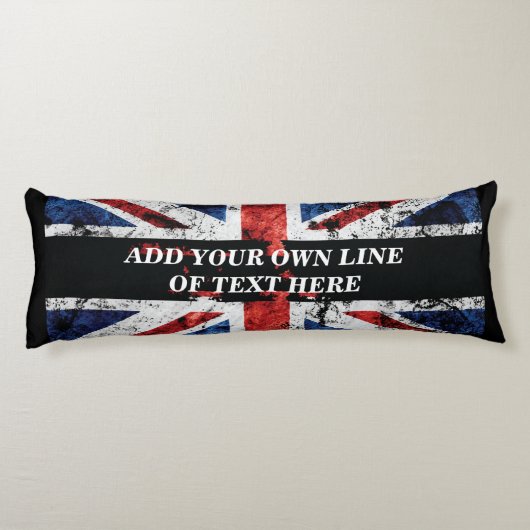 Voeg jouw tekst op het Engelse vlag Sierkussen toe Lichaamskussen (Achterkant)
