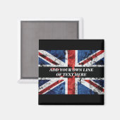 Voeg jouw tekst op het Engelse vlag Sierkussen toe Magneet (Voorkant / Achterkant)