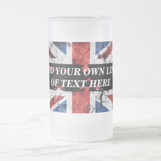 Voeg jouw tekst op het Engelse vlag Sierkussen toe Matglas Bierpul (Center)