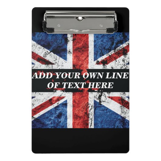 Voeg jouw tekst op het Engelse vlag Sierkussen toe Mini Klembord (Voorkant)
