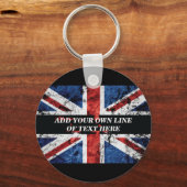 Voeg jouw tekst op het Engelse vlag Sierkussen toe Sleutelhanger (Voorkant)