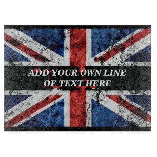 Voeg jouw tekst op het Engelse vlag Sierkussen toe Snijplank