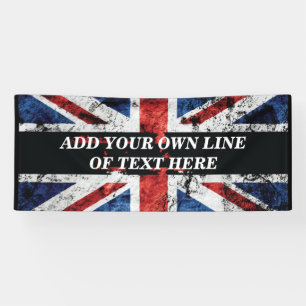 Voeg jouw tekst op het Engelse vlag Sierkussen toe Spandoek