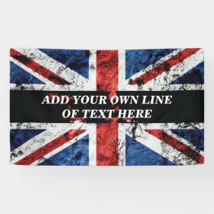 Voeg jouw tekst op het Engelse vlag Sierkussen toe Spandoek