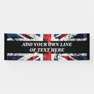 Voeg jouw tekst op het Engelse vlag Sierkussen toe Spandoek