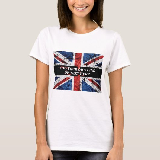 Voeg jouw tekst op het Engelse vlag Sierkussen toe T-shirt (Voorkant)