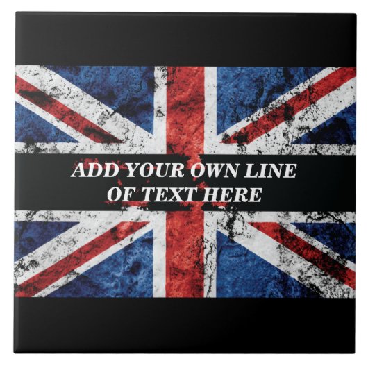 Voeg jouw tekst op het Engelse vlag Sierkussen toe Tegeltje (Voorkant)