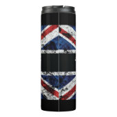 Voeg jouw tekst op het Engelse vlag Sierkussen toe Thermosbeker (Achterkant)