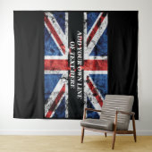 Voeg jouw tekst op het Engelse vlag Sierkussen toe Wandkleed (In Situ (horizontaal))