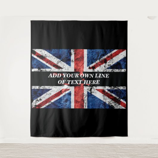 Voeg jouw tekst op het Engelse vlag Sierkussen toe Wandkleed (Voorkant)