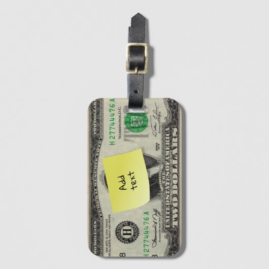 Voeg Jouw tekst op post-it/US 2-dollarbiljet toe Bagagelabel (Voorkant (verticaal))