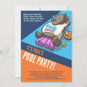 Voeg Jouw tekst Party Animal Rhino Pool Cartoon to Kaart (Voorkant)