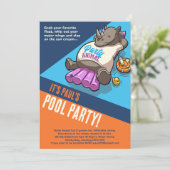 Voeg Jouw tekst Party Animal Rhino Pool Cartoon to Kaart (Staand voorkant)