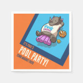 Voeg Jouw tekst Party Animal Rhino Pool Cartoon to Servet (Voorkant)