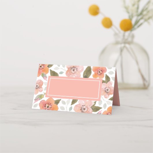 Voeg Jouw tekst Peach Delicate Floral toe Plaatskaartje (Voorkant)