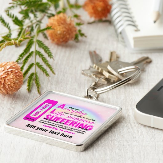 Voeg jouw tekst Premium Square Sleutelhanger toe (Zijkant)