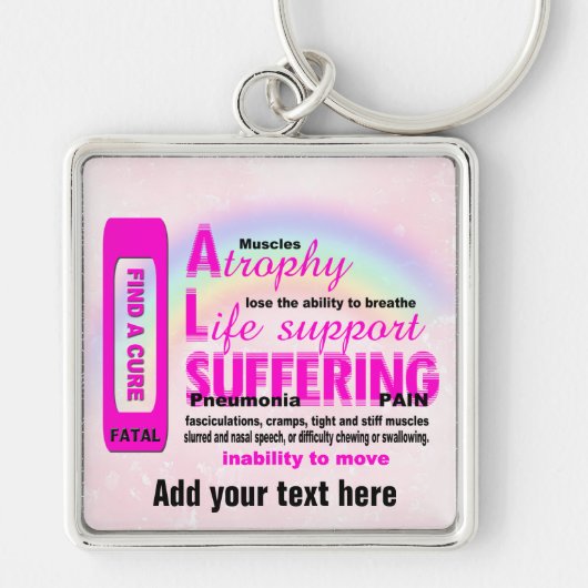 Voeg jouw tekst Premium Square Sleutelhanger toe (Voorkant)