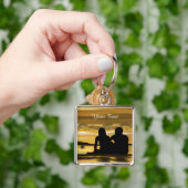 Voeg Jouw tekst-Premium Square Sleutelhanger toe (Hand)