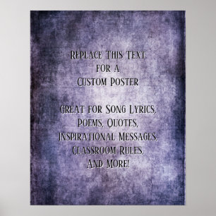 Voeg Jouw tekst Quote Dark Paars Grunge Textured Poster