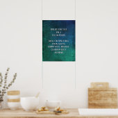 Voeg Jouw tekst Quote Grunge Textured Blue Green D Poster (Keuken)