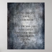 Voeg Jouw tekst Quote Grunge Textured Dark Grey to Poster (Voorkant)