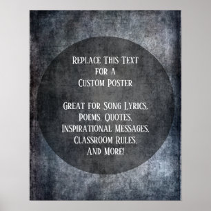 Voeg Jouw tekst Quote Grunge Textured Dark Grey to Poster