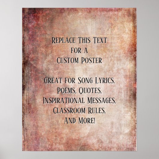 Voeg Jouw tekst Quote Grunge Textured Rust Graphic Poster (Voorkant)