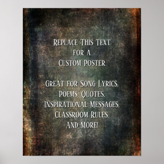 Voeg Jouw tekst Quote Warm Dark Grunge Textures to Poster (Voorkant)