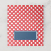 Voeg Jouw tekst Red Gingham Pattern met Blue toe Plaatskaartje (Buitenkant ongevouwen)