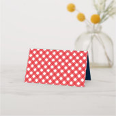 Voeg Jouw tekst Red Gingham Pattern met Blue toe Plaatskaartje (Achterkant)