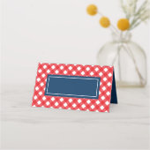 Voeg Jouw tekst Red Gingham Pattern met Blue toe Plaatskaartje (Voorkant)