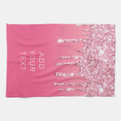 Voeg Jouw tekst Roze glitter Drijvende Luxe toe Theedoek (Horizontaal)