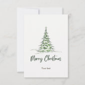 Voeg jouw tekst Schattige waterverf kerstboom Bedankkaart (Voorkant)