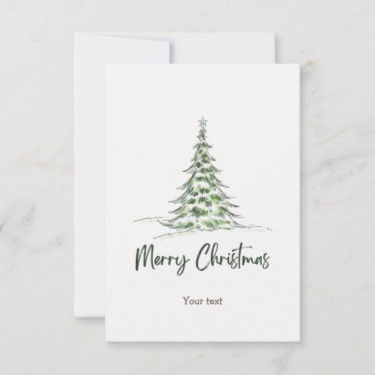 Voeg jouw tekst Schattige waterverf kerstboom Bedankkaart (Voorkant)