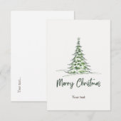Voeg jouw tekst Schattige waterverf kerstboom Bedankkaart (Voorkant / Achterkant)