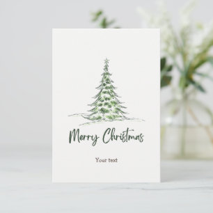 Voeg jouw tekst Schattige waterverf kerstboom Bedankkaart