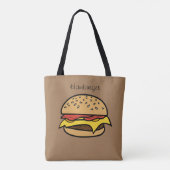 Voeg jouw tekst Schattigee graphic hamburger Bruin Tote Bag (Achterkant)