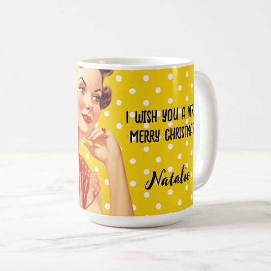 Voeg jouw tekst Schattigee retro kunstwerk voor Ke Koffiemok (Voorkant rechts)