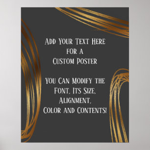 Voeg Jouw tekst Scribbled Gold Ovals Donkergrijs t Poster