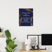 Voeg Jouw tekst Scribbled Gold Ovals Navy Blue Poster (Thuiskantoor)
