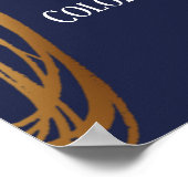 Voeg Jouw tekst Scribbled Gold Ovals Navy Blue Poster (Hoek)