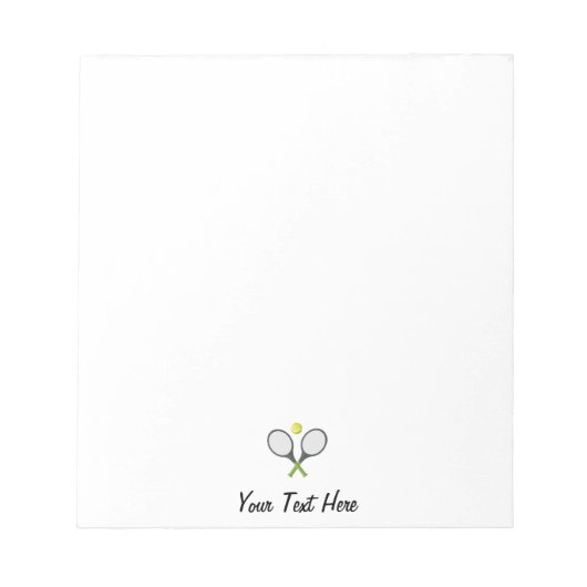 Voeg Jouw tekst Tennis Racket en Ball gepersonalis Notitieblok (Voorkant)