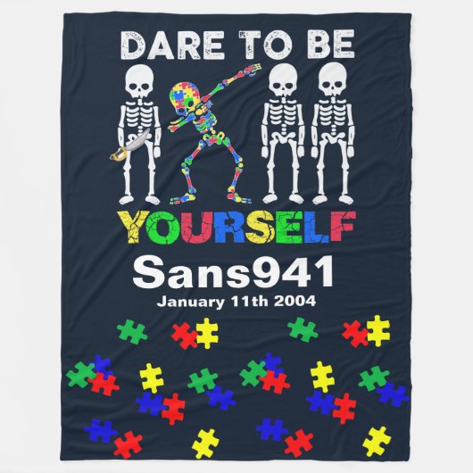 Voeg Jouw tekst toe - Autisme - Vluchtige verpakki Fleece Deken (Voorkant)