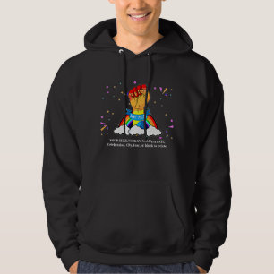 Voeg Jouw tekst toe, Gay Pride Rainbow Fist Clouds Hoodie