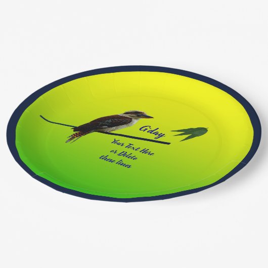 Voeg Jouw tekst toe, Kookaburra Australia Day Part Papieren Bordje (Gekanteld)