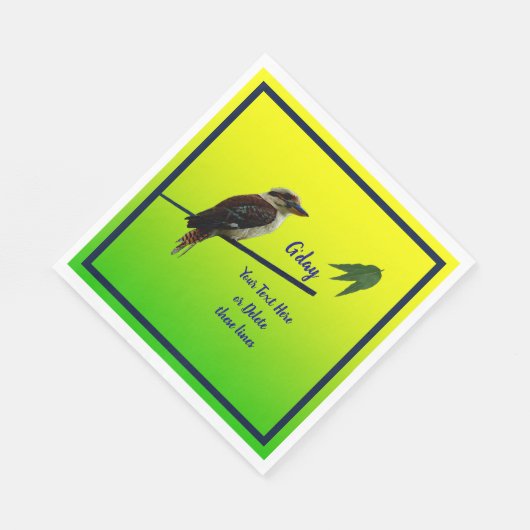 Voeg Jouw tekst toe, Kookaburra Australia Day Part Servet (Hoek)