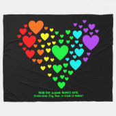 Voeg Jouw tekst toe, regenbooghart op zwart Fleece Deken (Voorkant (Horizontaal))